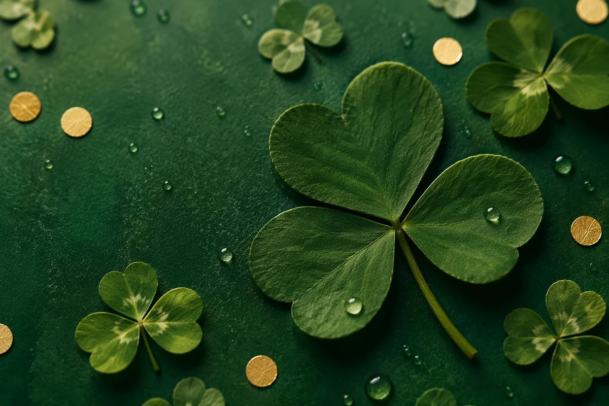 Elegant Shamrock Flat Lay Green Background