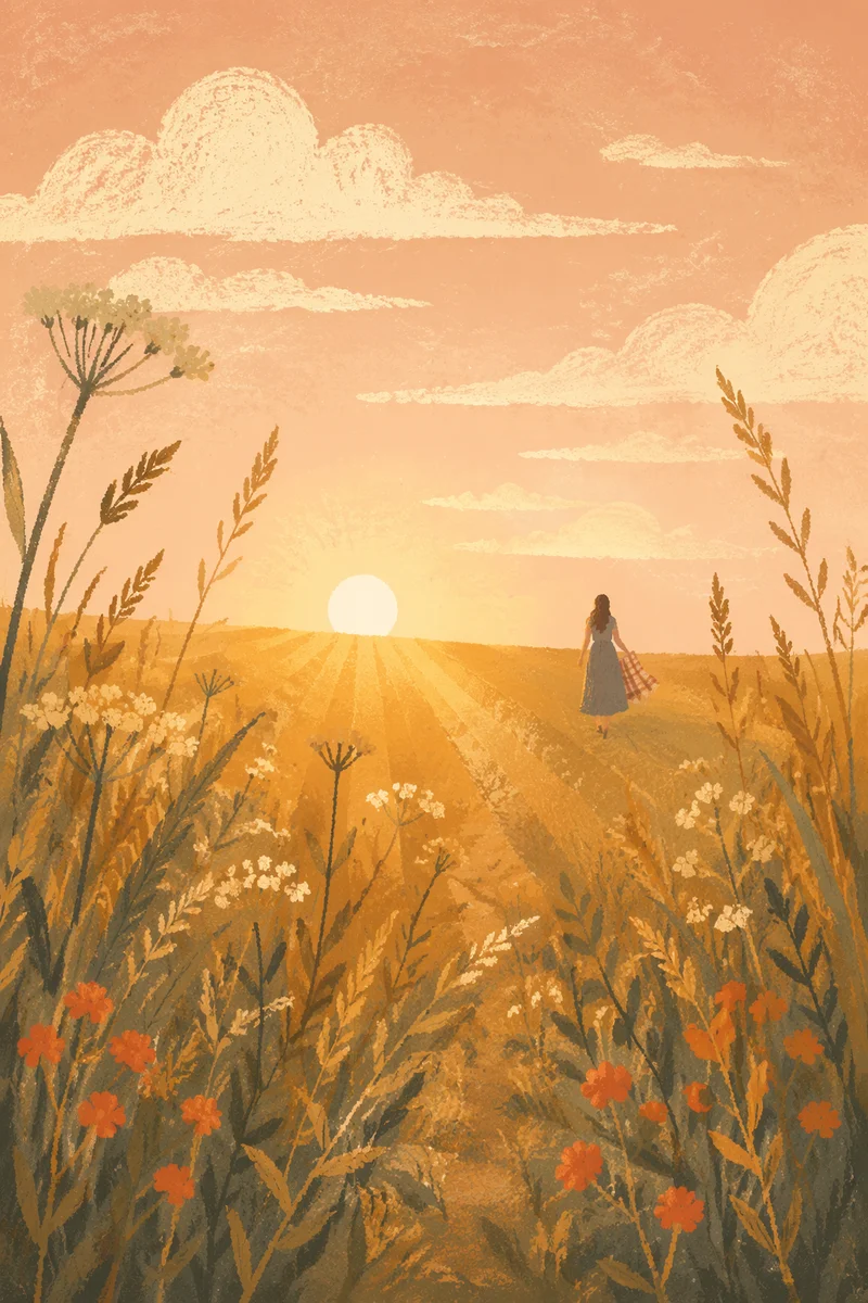 Golden Summer Solstice Sunset Meadow