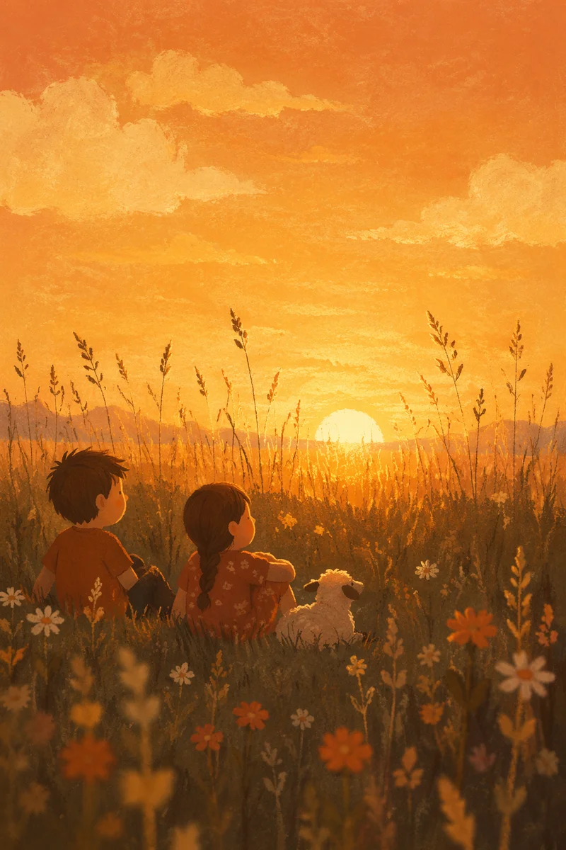 Summer Solstice Sunset Over Golden Field