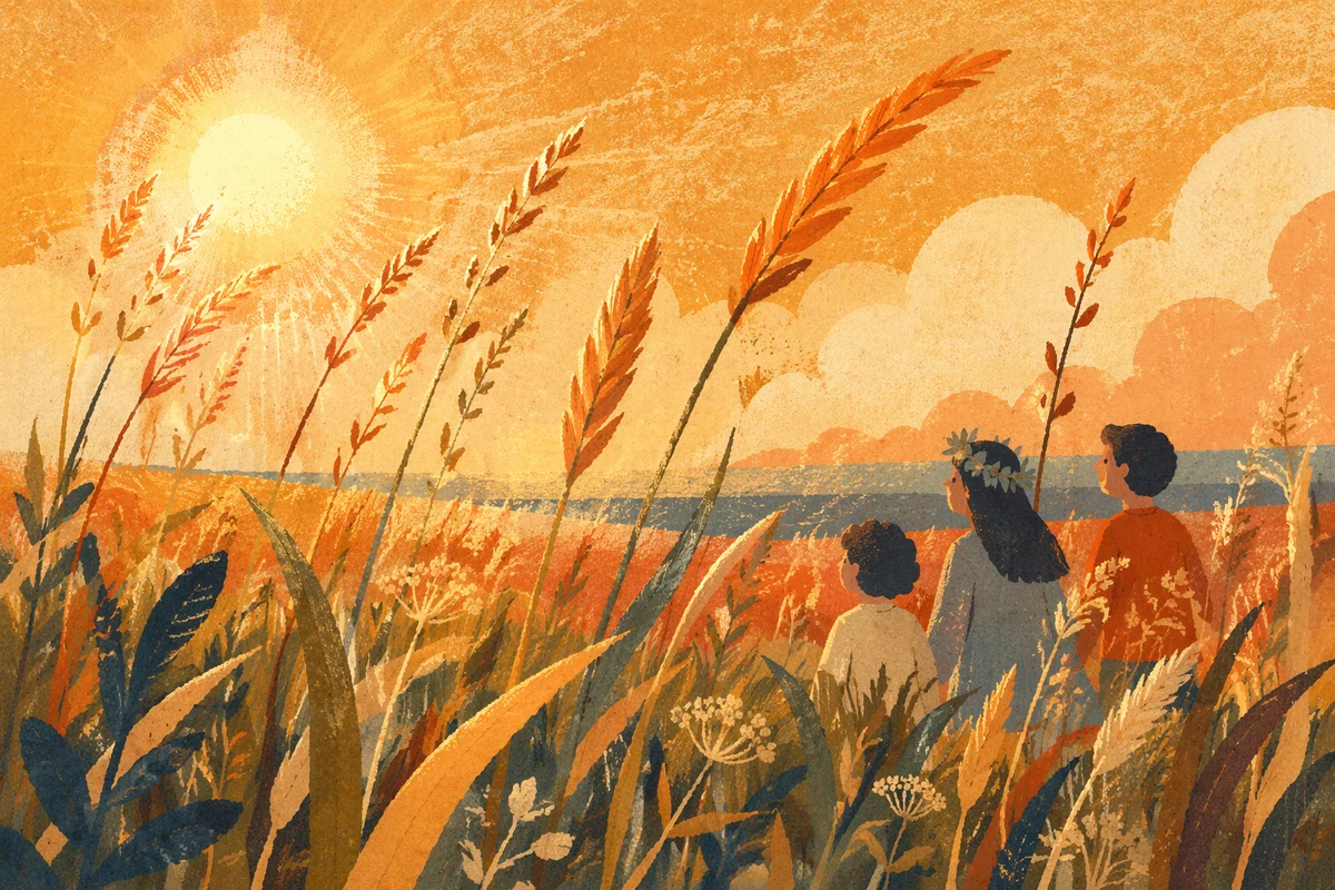 Golden Summer Solstice Meadow at Sunset