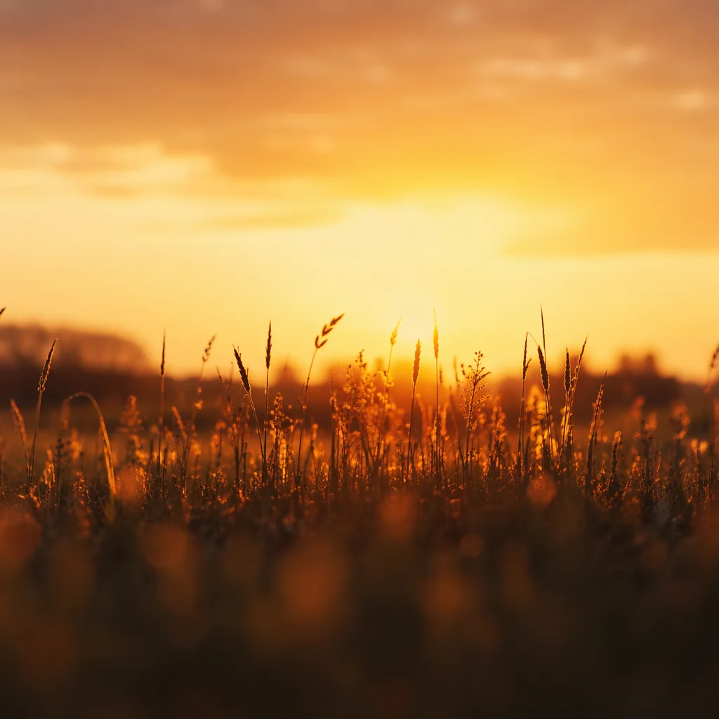 Summer Solstice Sunset Over Golden Field