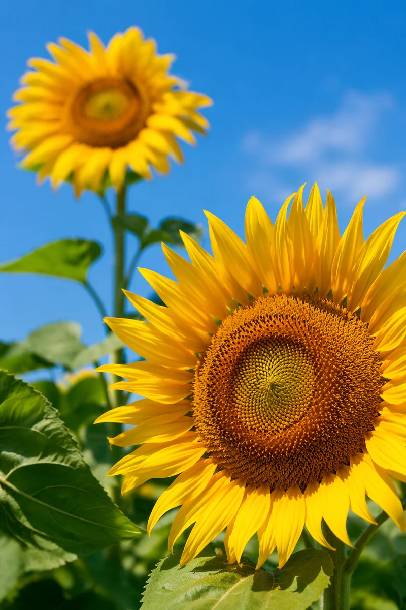 Bright Summer Sunflower Under Blue Sky
