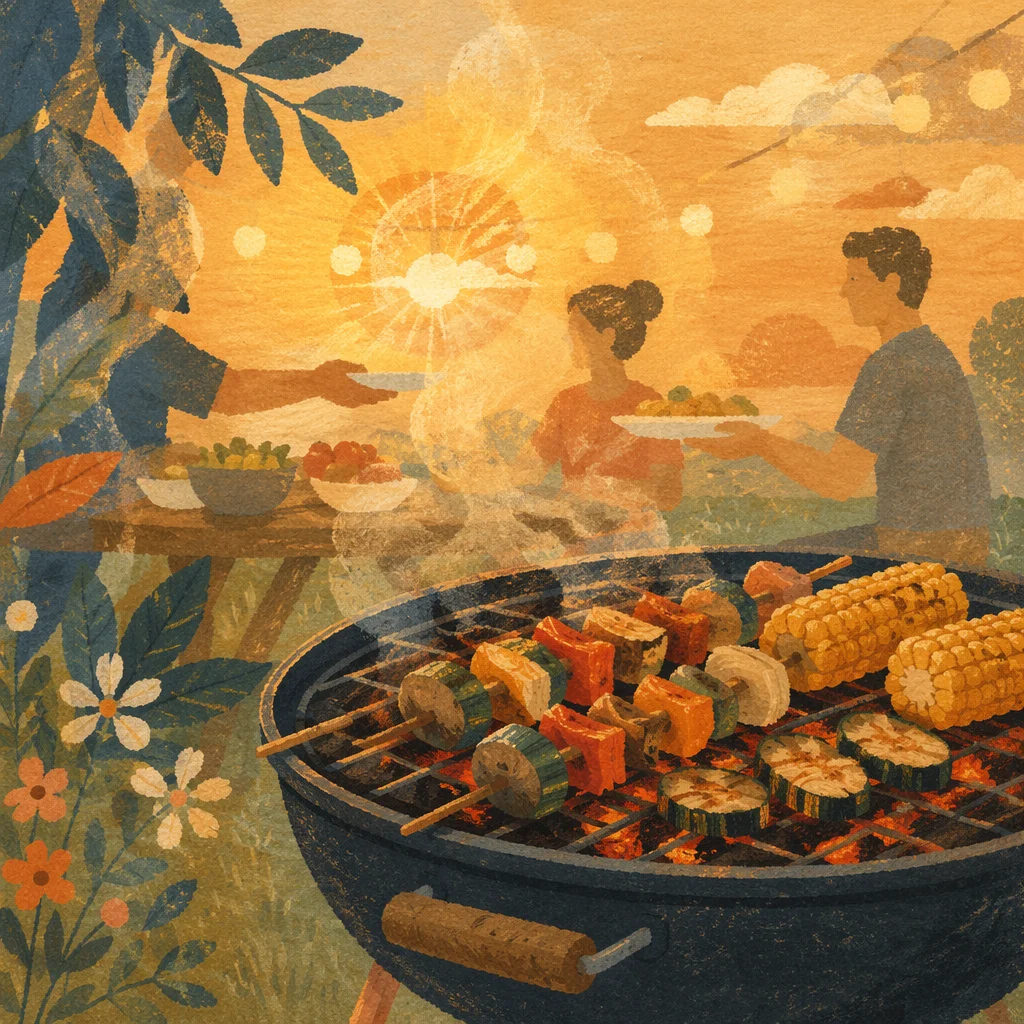 Golden Hour Backyard Barbecue with Smoke