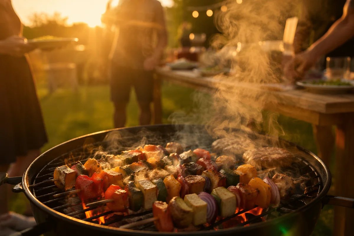 Golden Hour Backyard Barbecue with Smoke