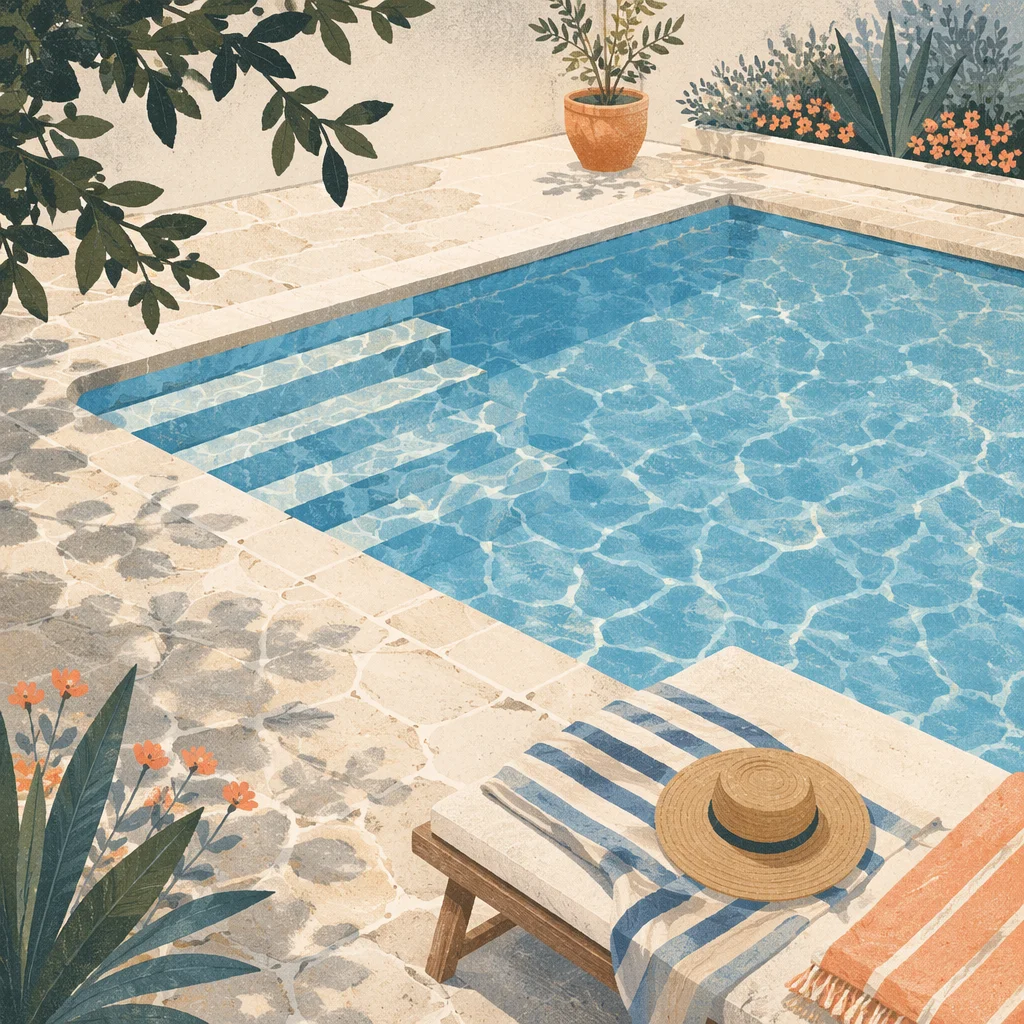Sunny Backyard Poolside Summer Stillness