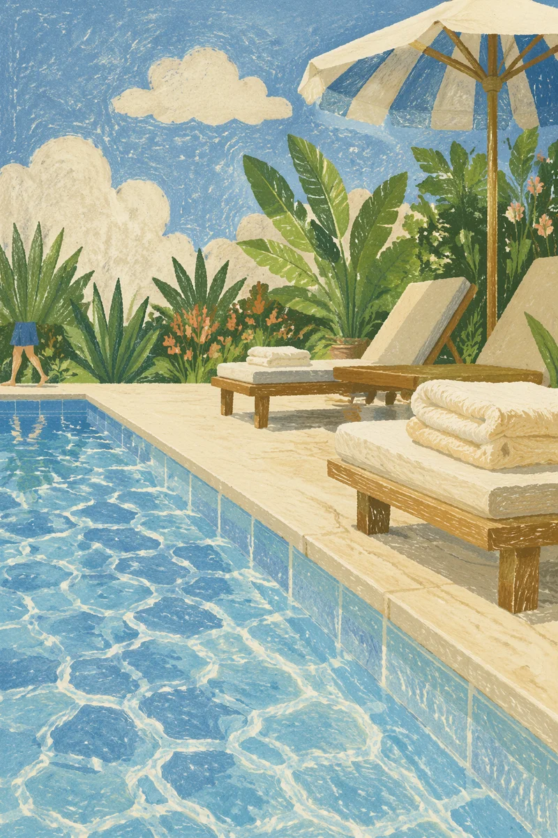 Clear Blue Swimming Pool Summer Scene
