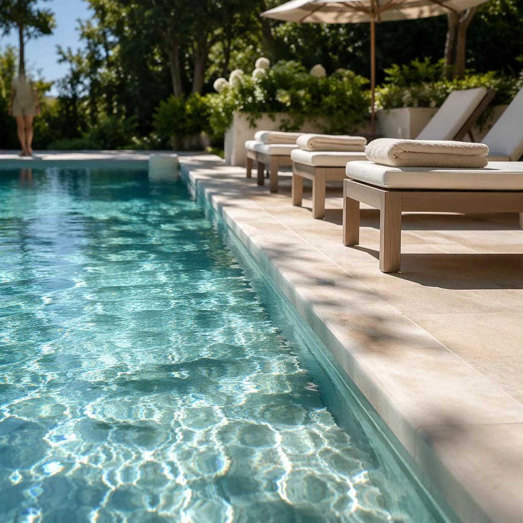 Sunny Outdoor Pool With Clear Blue Water