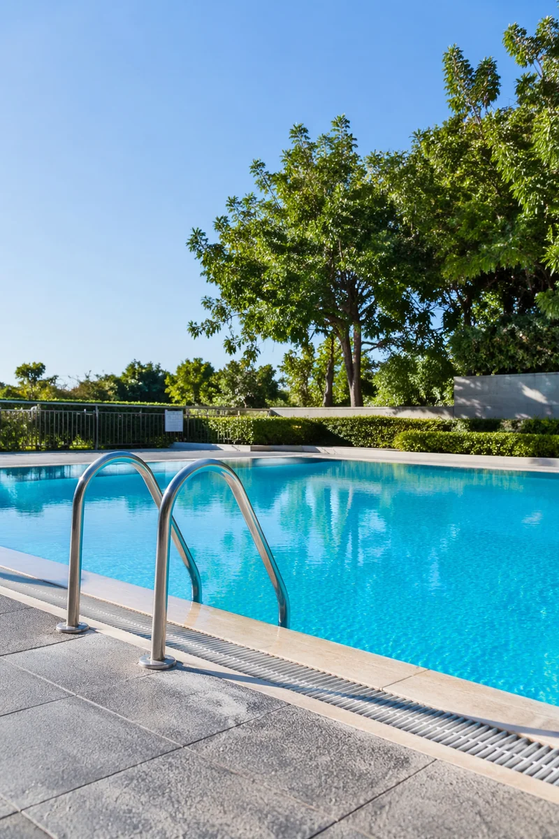 Quiet Outdoor Swimming Pool Summer Scene