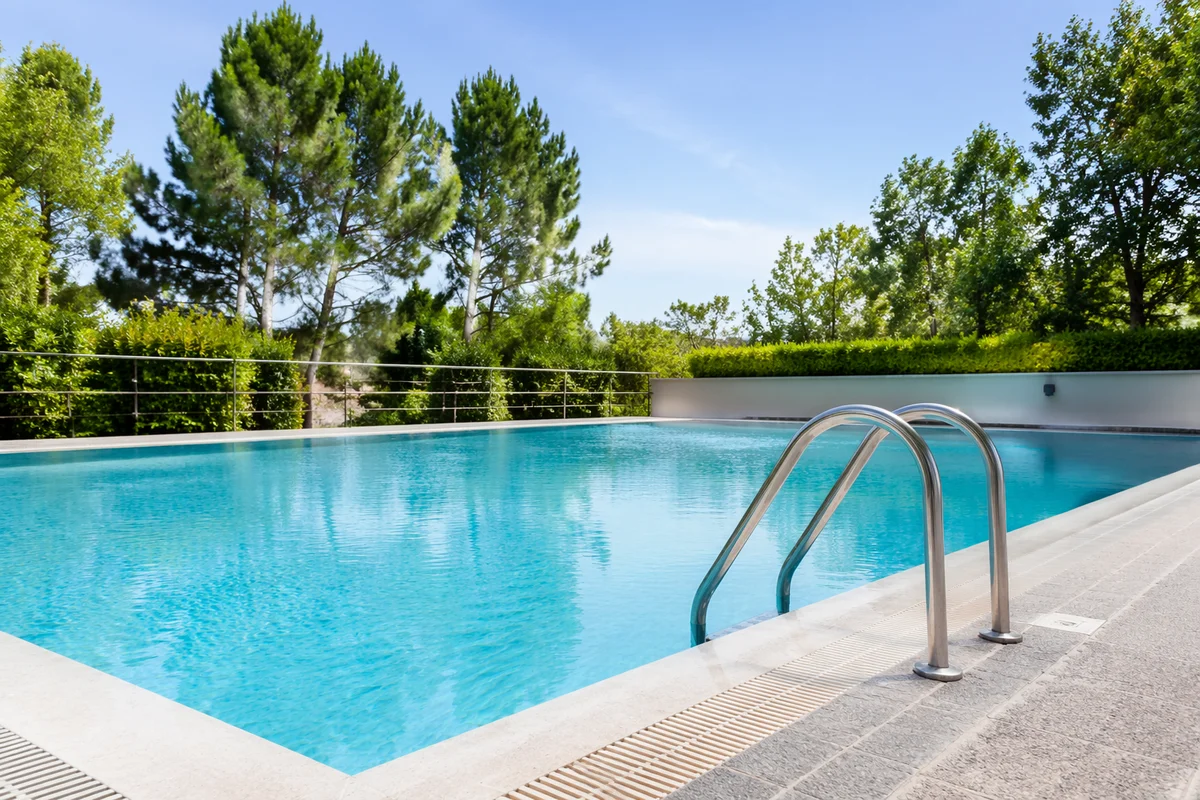 Quiet Outdoor Swimming Pool Summer Scene