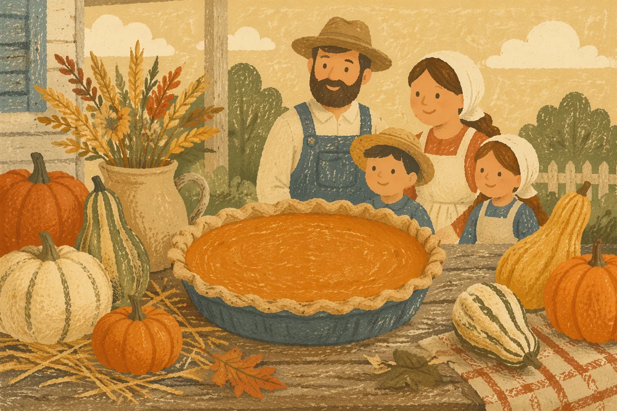 Thanksgiving Pumpkin Pie on Rustic Harvest Table