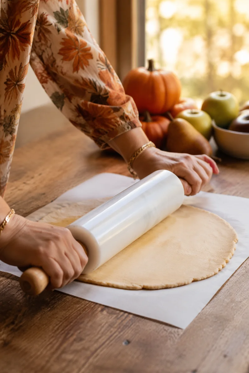 Thanksgiving Pumpkin Pie Dough on Rustic Table