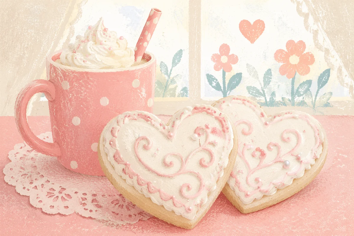 Valentine Heart Cookies with Pink Mug