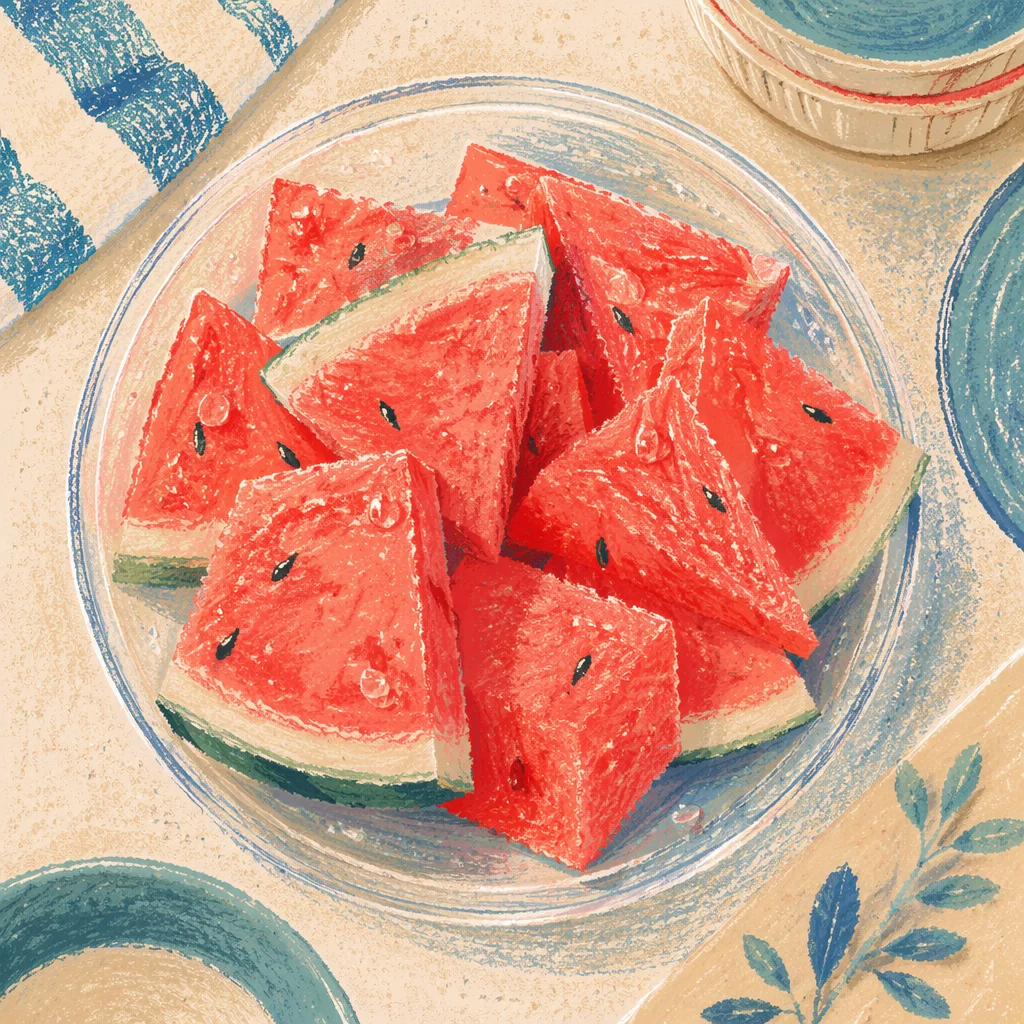 Fresh Watermelon Slices on Glass Plate