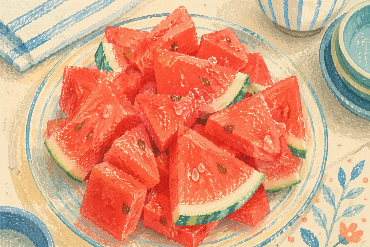 Fresh Watermelon Slices on Glass Plate