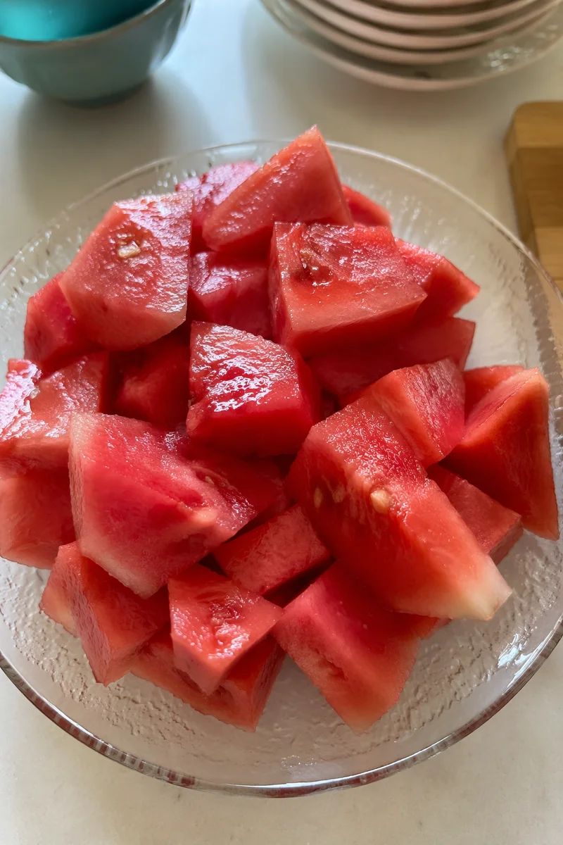 Fresh Watermelon Slices on Glass Plate