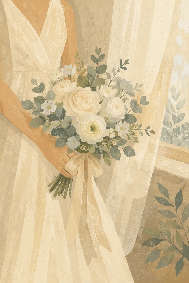 Elegant White Rose Wedding Bouquet