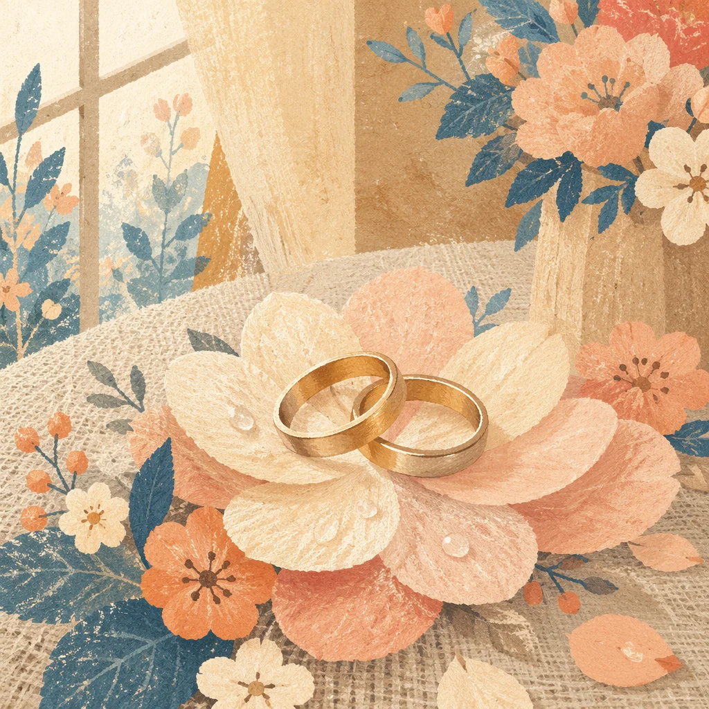 Wedding Rings on Spring Flower Petals
