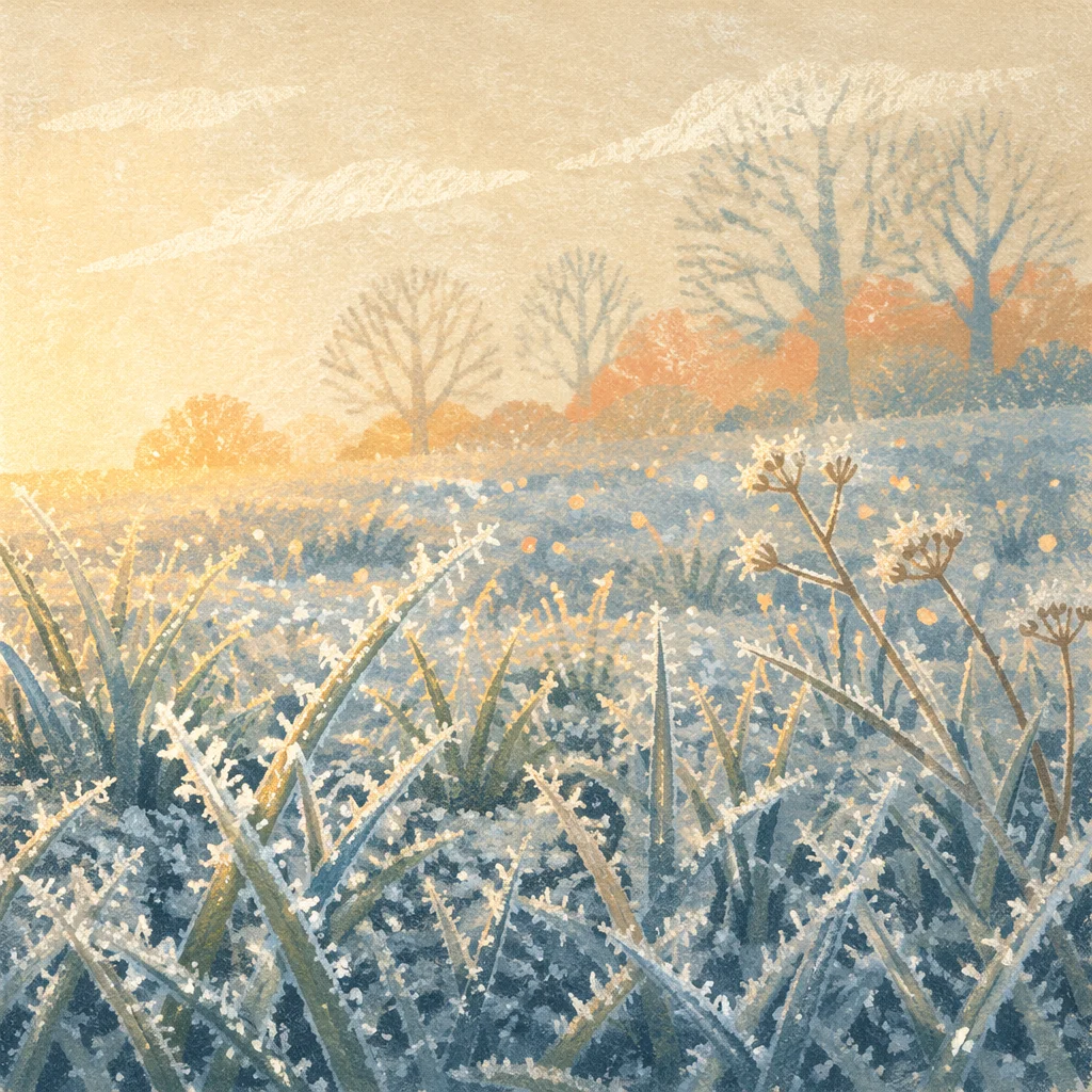 Winter Frost Sparkling at Sunrise Meadow