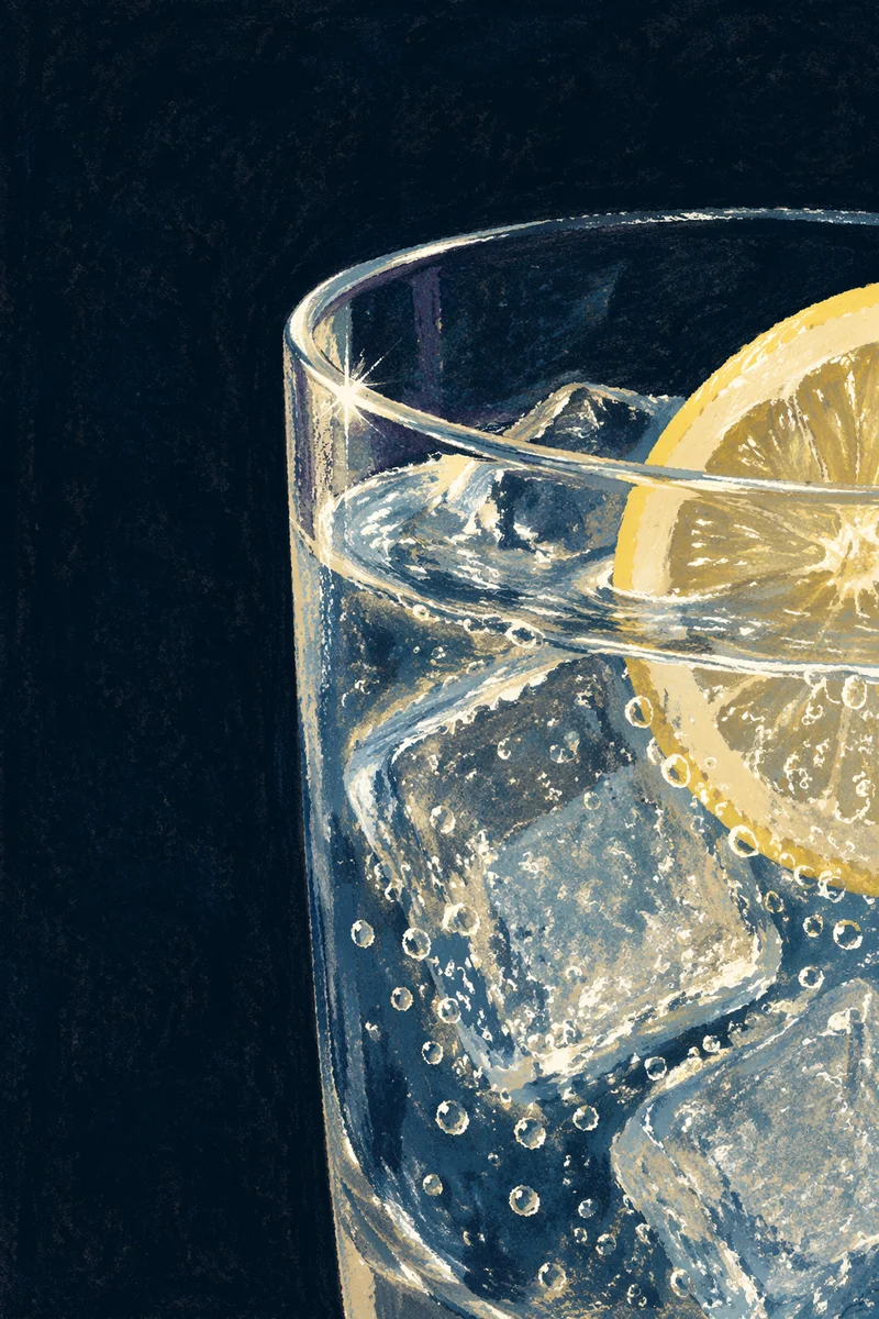 Sparkling Lemon Water in Sunlit Glass
