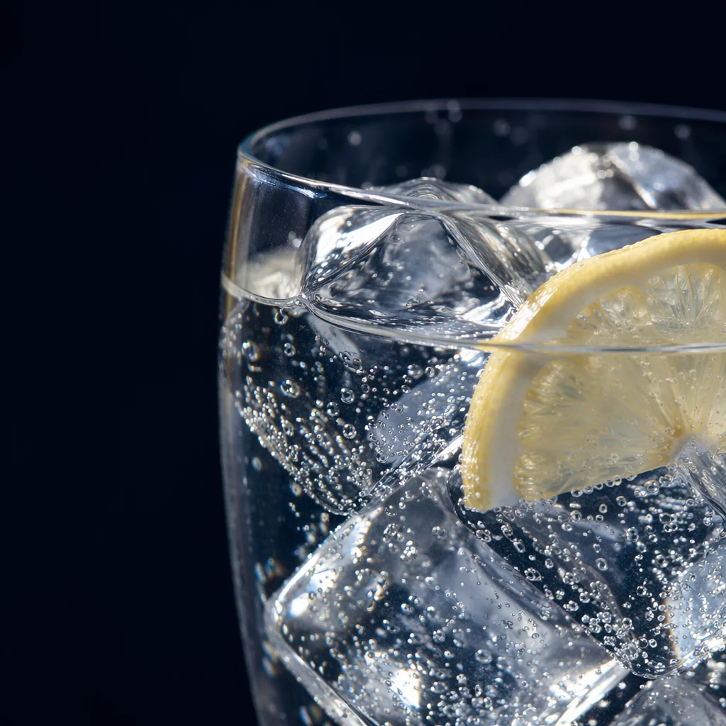 Refreshing Lemon Sparkling Water in Sunlight