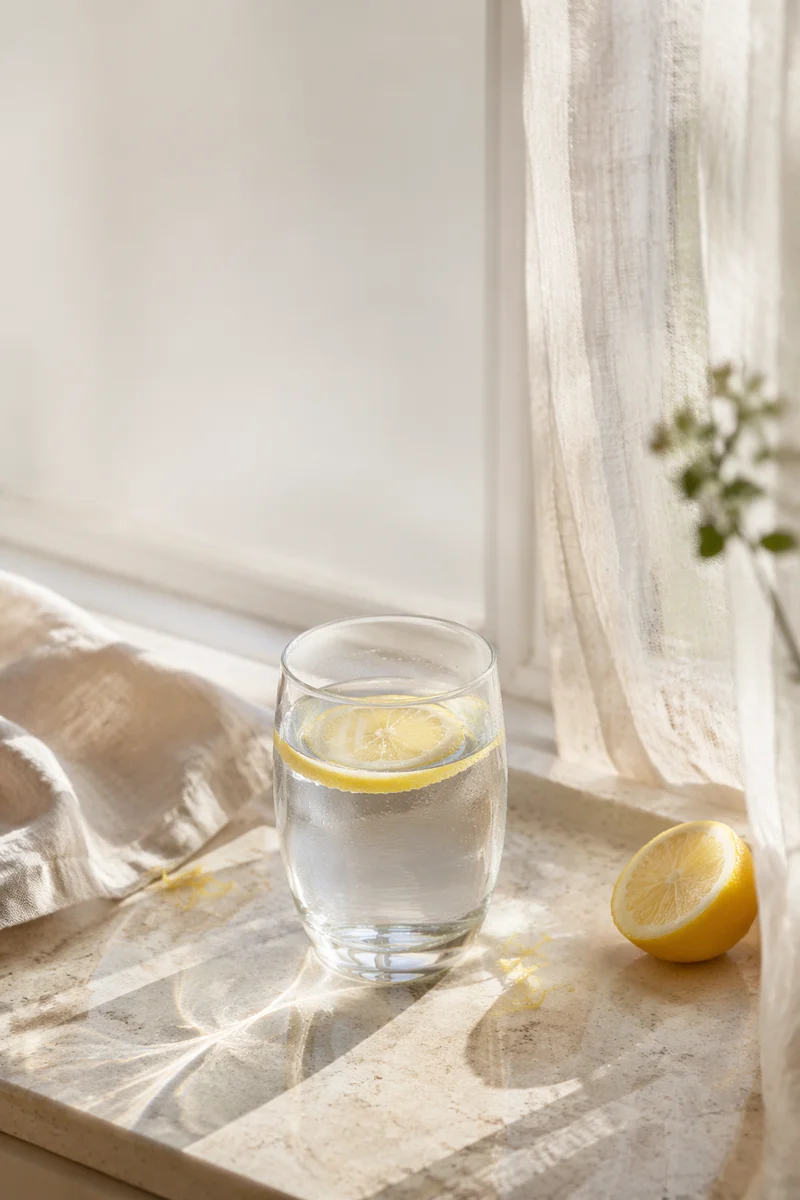 Sunlit Lemon Water Minimal Still Life