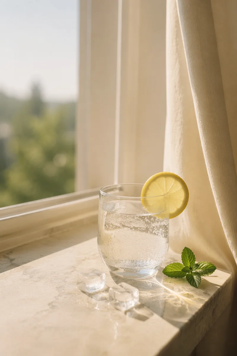 Refreshing Lemon Water in Morning Sunlight