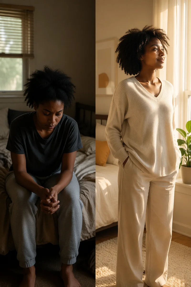 Before and After Bedroom Portrait Transformation