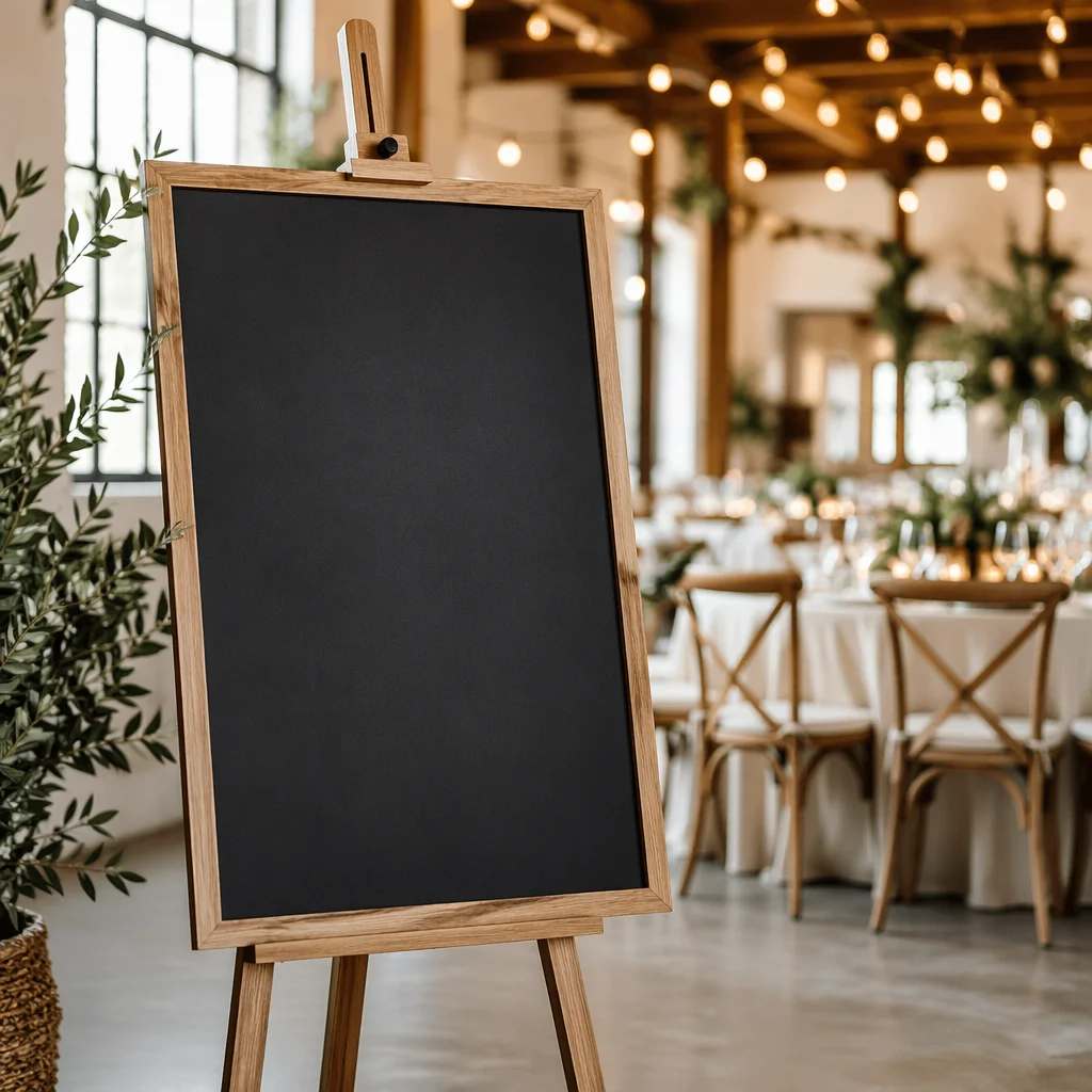 Blank Chalkboard Easel in Elegant Event Space