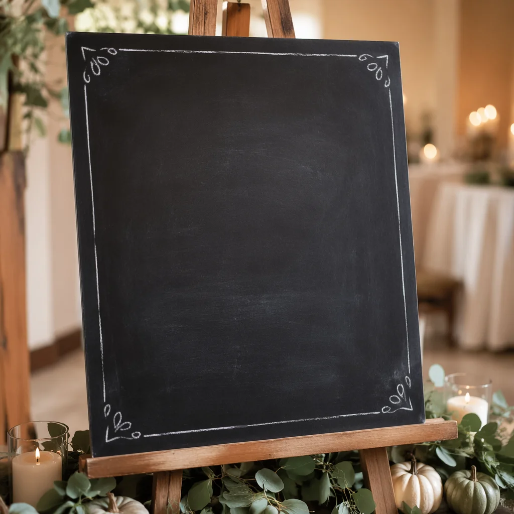 Blank Chalkboard Easel in Warm Event Space