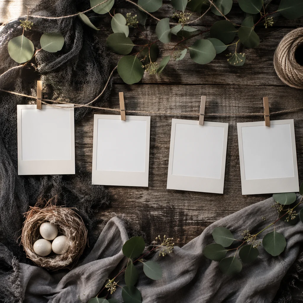 Blank Instant Frames on Rustic Jute String