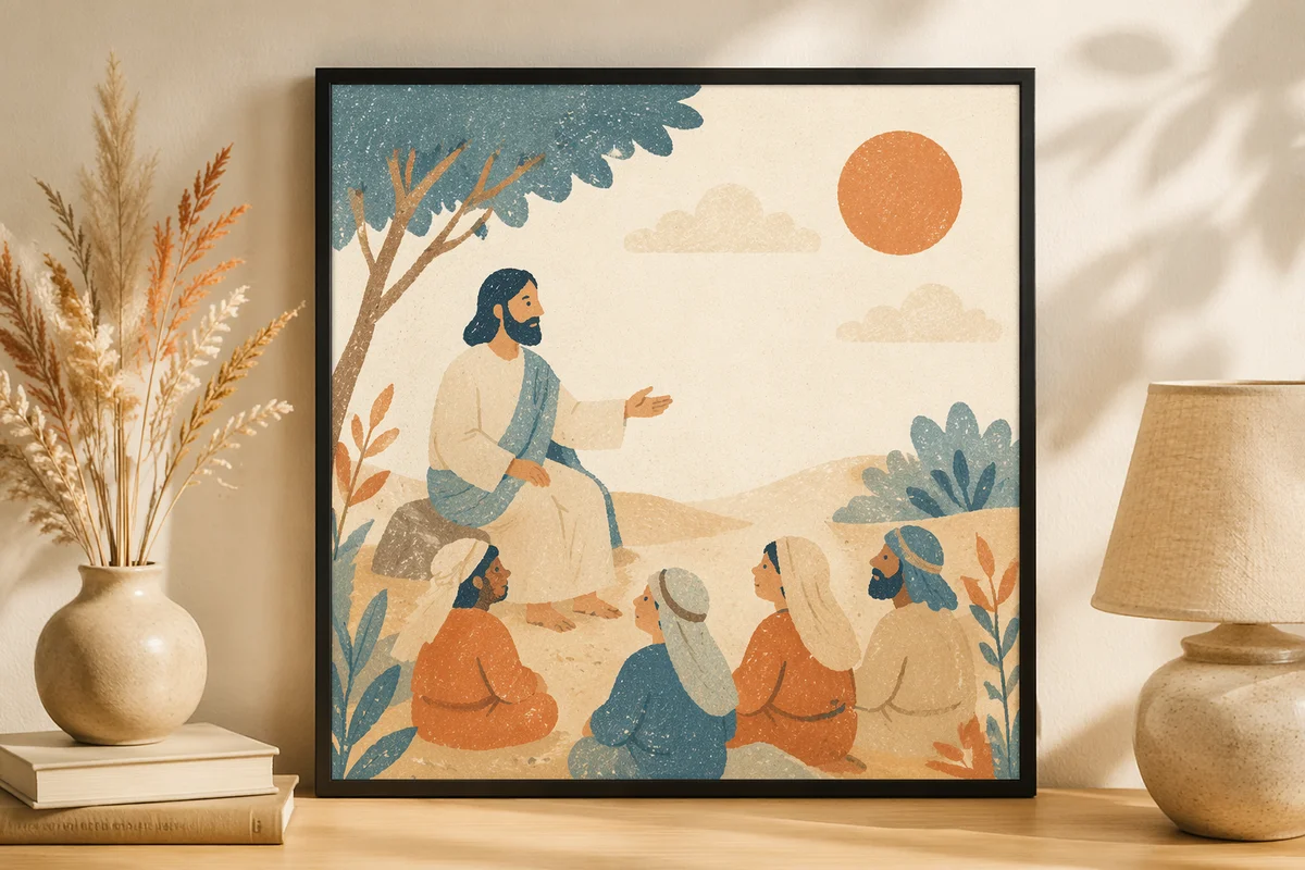 Blank Poster Frame in Warm Styled Room