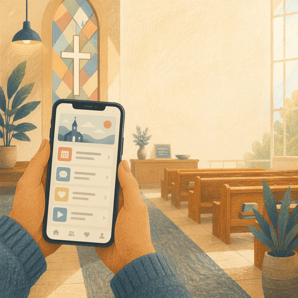 Church App Download Promo on Smartphone