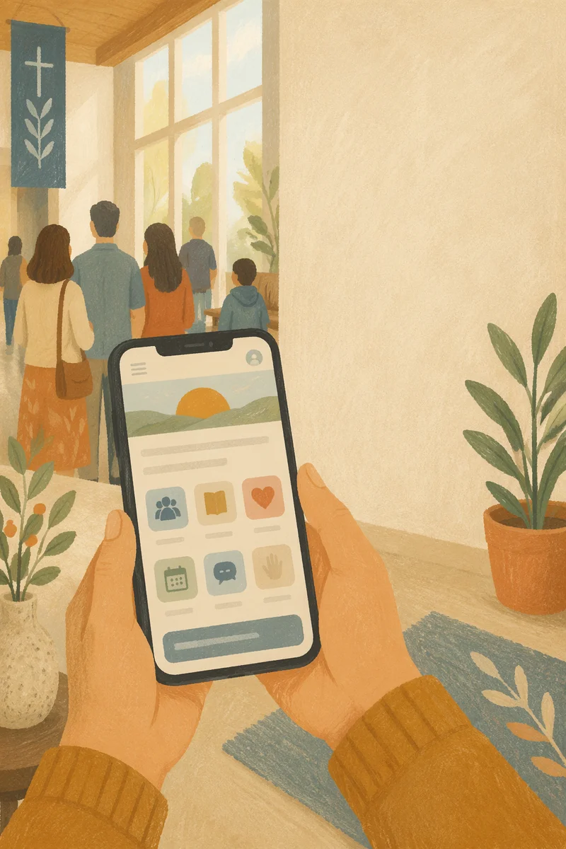Church App Download Promo on Smartphone
