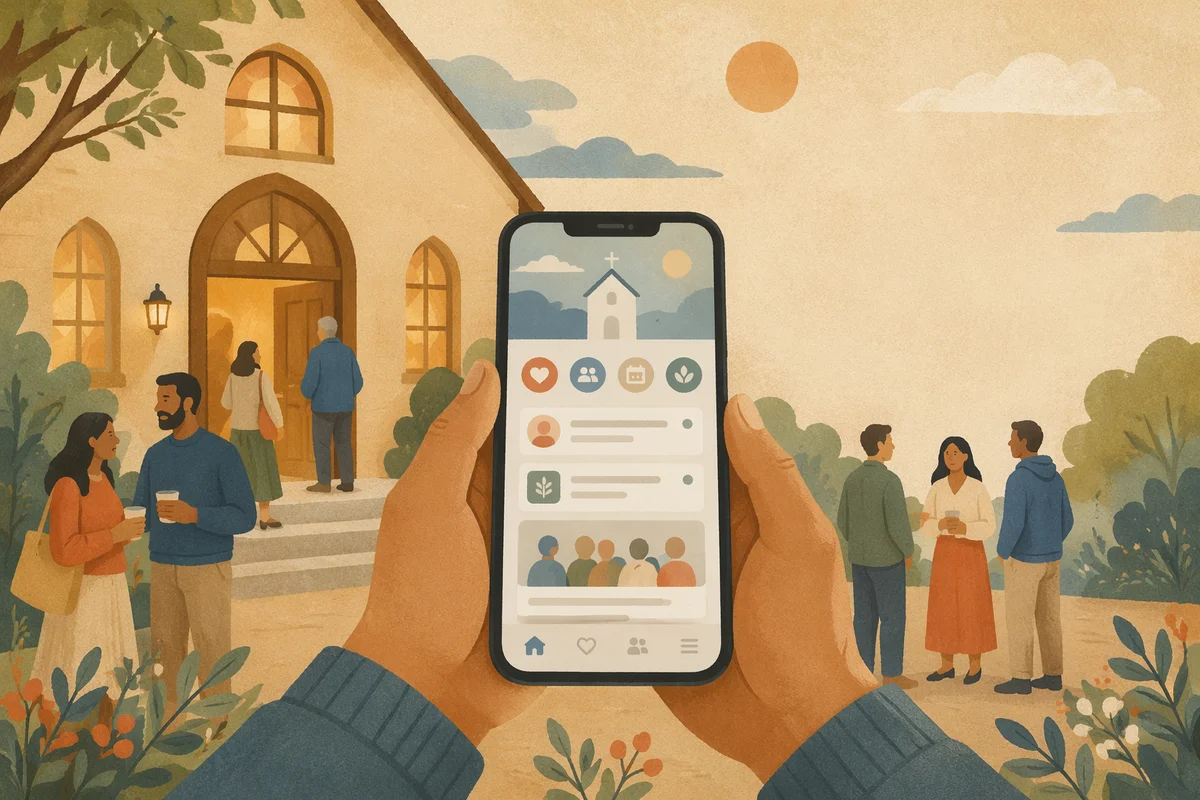 Church App Download Promo on Smartphone