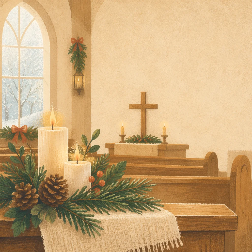 Warm Christmas Church Service Invitation Background