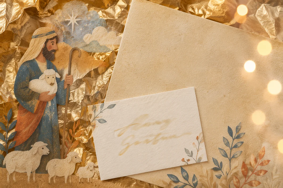 Elegant Christmas Church Invitation Flat Lay