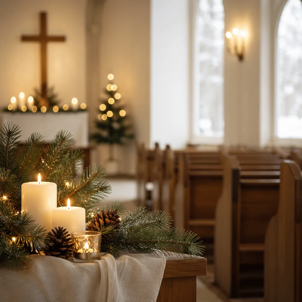 Warm Christmas Church Service Invitation Background