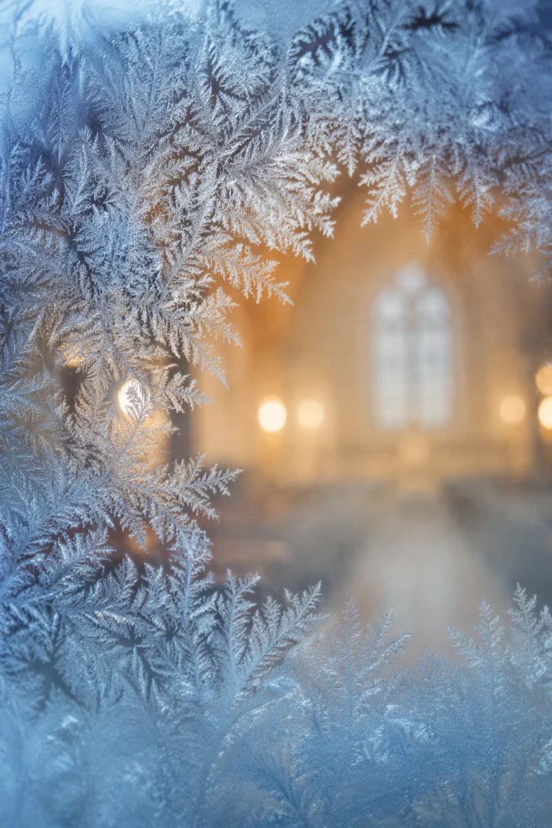 Frosted Window Christmas Service Invitation Background