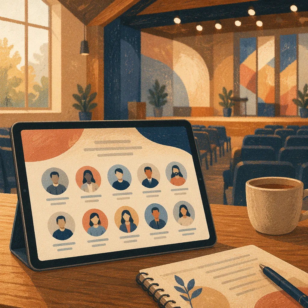 Church Conference Speaker Lineup on Tablet
