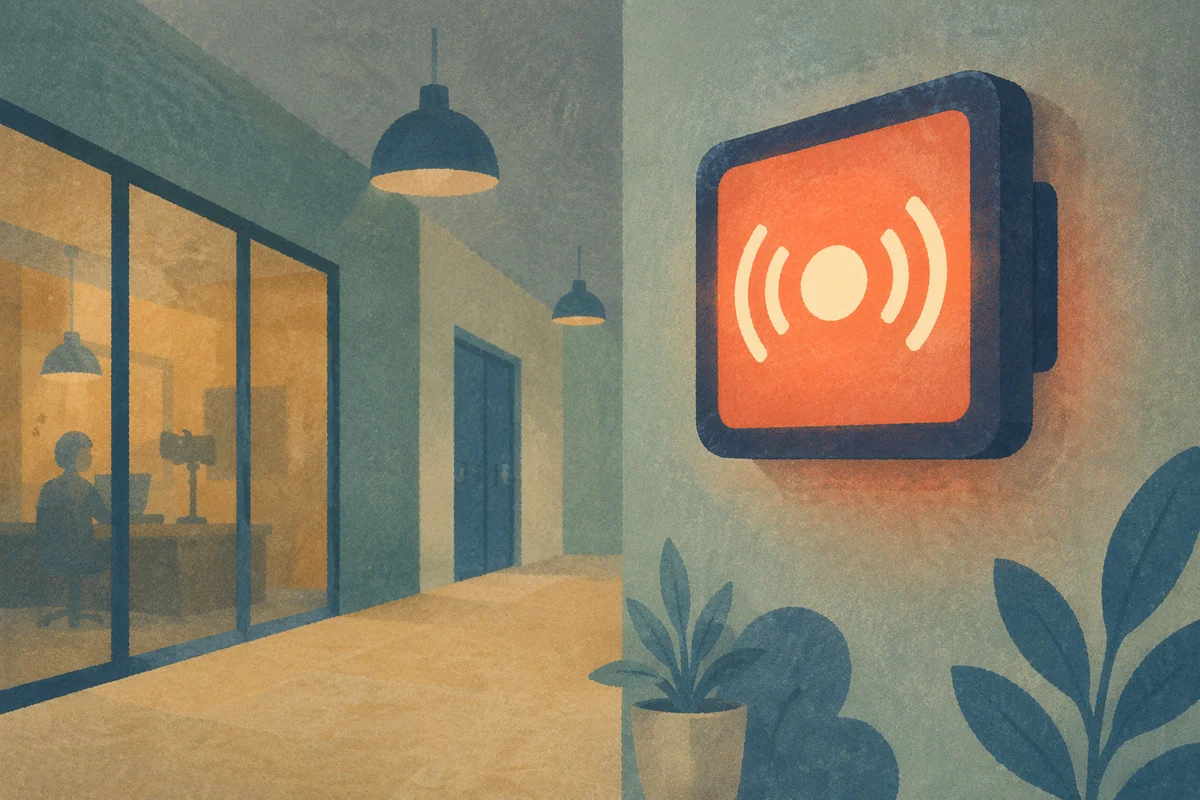 Church Livestream Indicator in Media Hallway