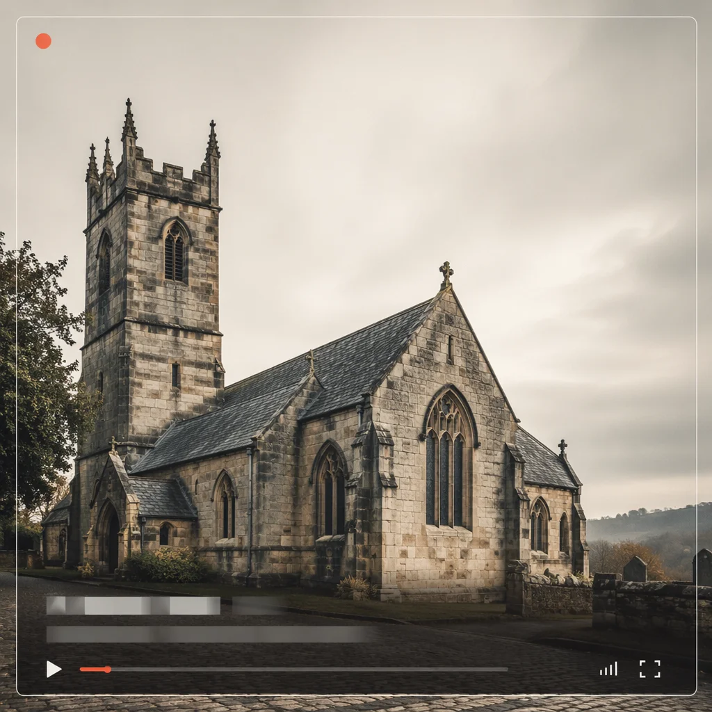 Historic Church Exterior Live Stream Graphic