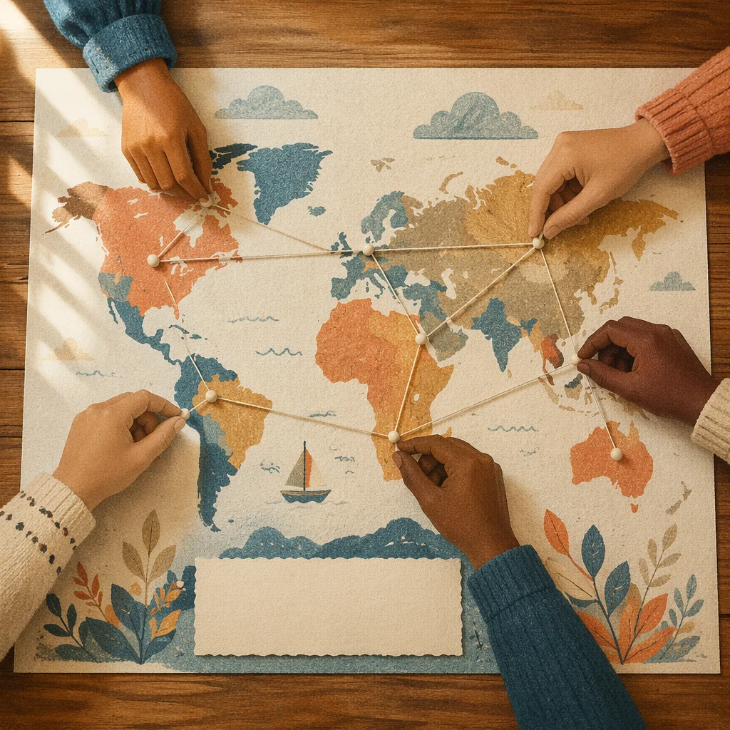 Church Missions Month World Map Flat Lay