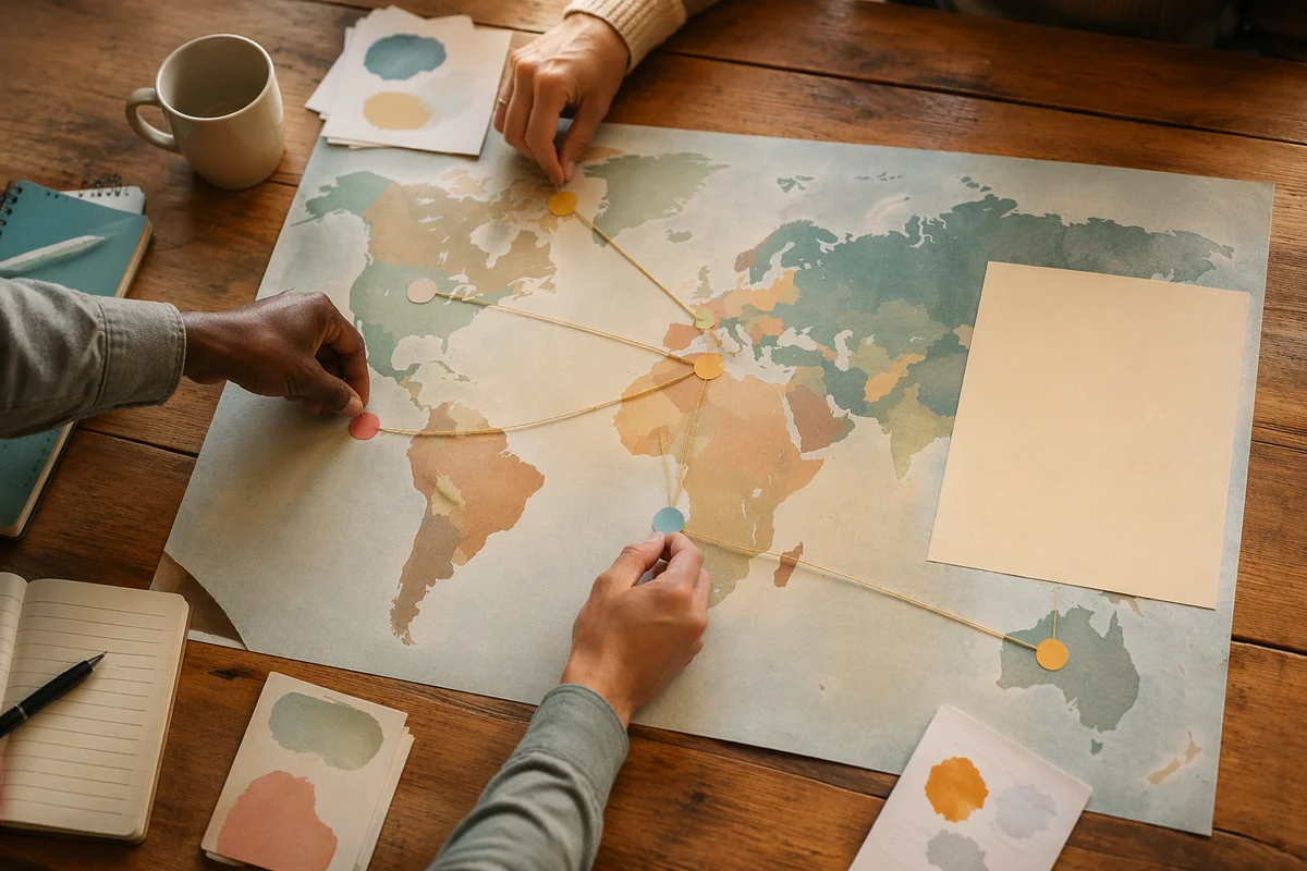 Missions Month World Map Planning Scene