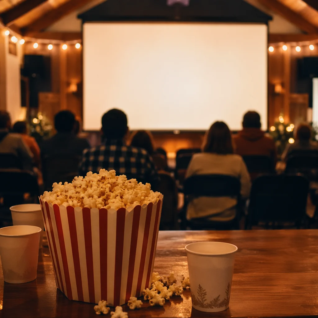 Cozy Church Movie Night Popcorn Scene