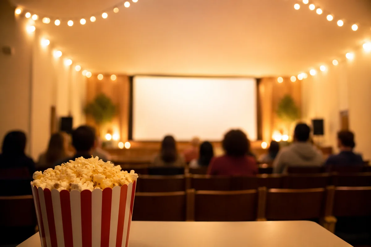 Cozy Church Movie Night Popcorn Scene