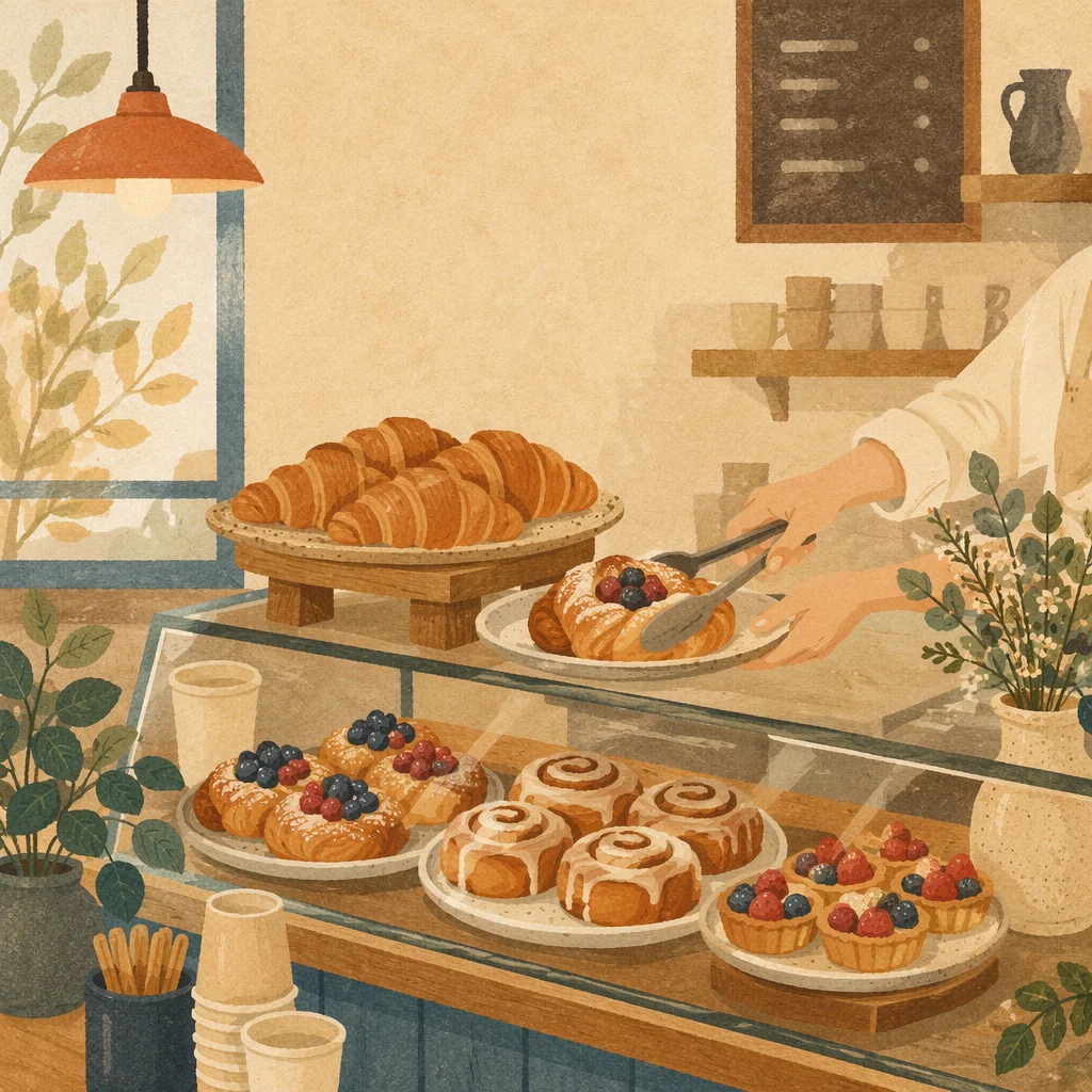 Artisanal Coffee Shop Pastry Counter Display