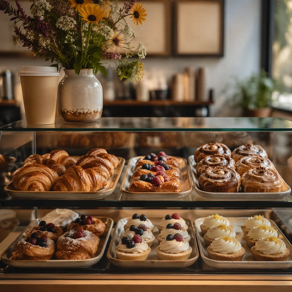 Cozy Coffee Shop Pastry Counter Display