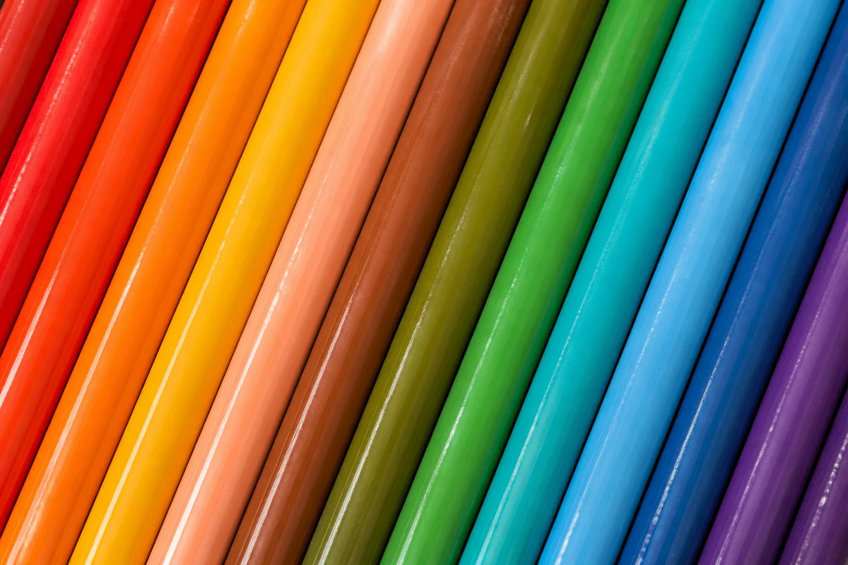 Rainbow Colored Pencils Diagonal Flat Lay
