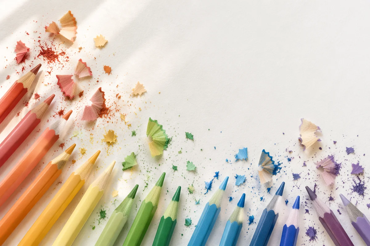 Rainbow Colored Pencils Creative Flat Lay