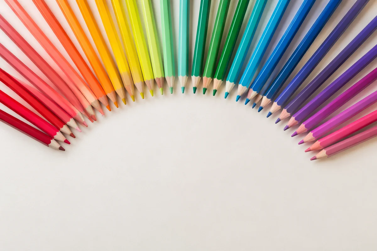Rainbow Gradient Colored Pencils Flat Lay